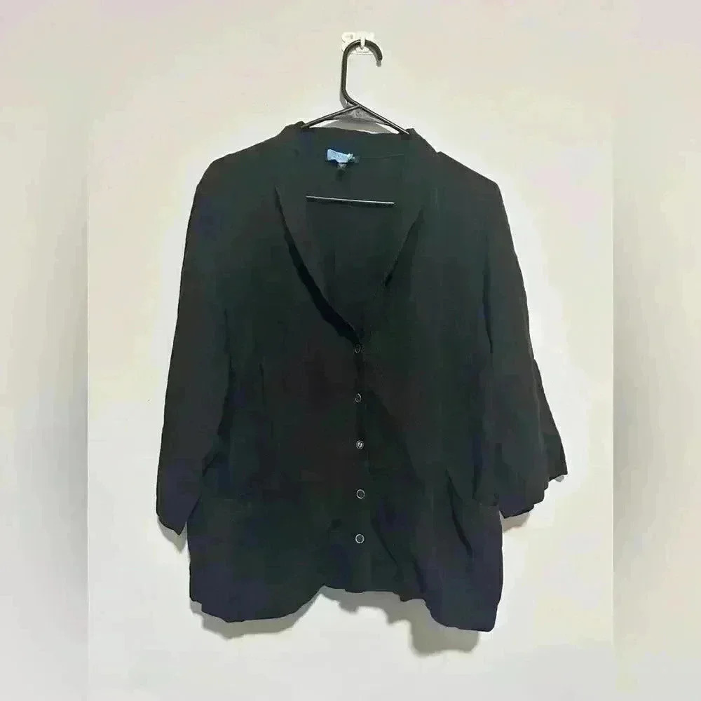 Eileen Fisher Womens Button Up Blazer/Jacket Size L 3/4 Sleeve with buttons